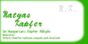 matyas kapfer business card